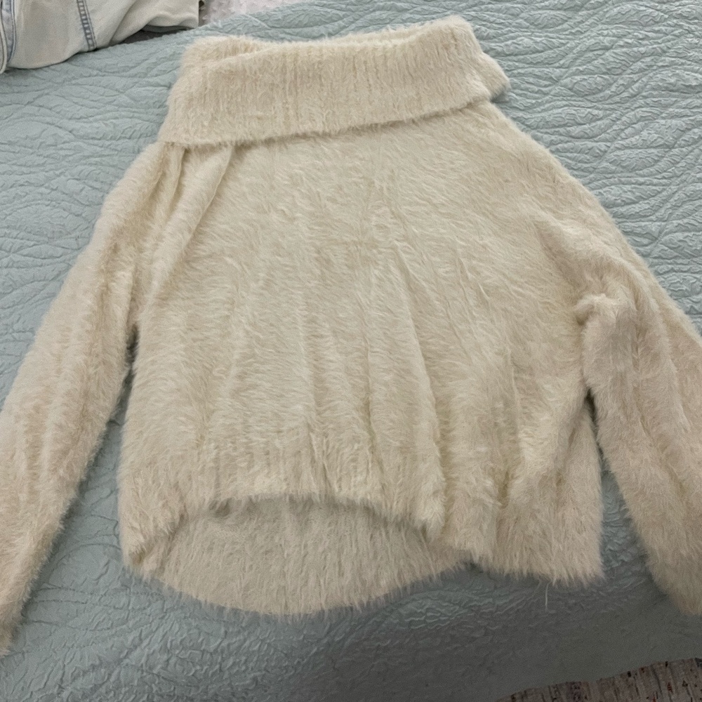 White Off the Shoulder Sweater